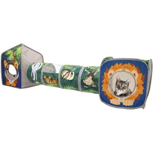 Kitty City Jungle Collapsible Cat Cube, Bed, and Tunnel Combo