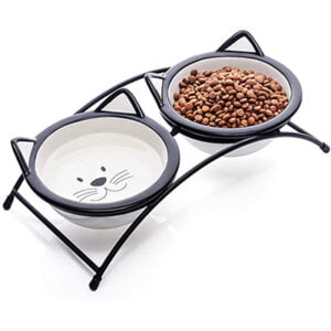 Y YHY Ceramic Elevated Pet Dishes with Stand