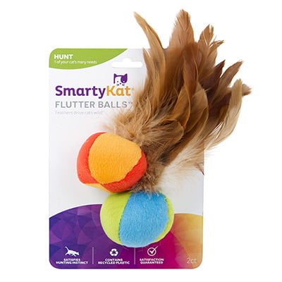 Smartykat Flutter Balls Cat Toys with Feathers
