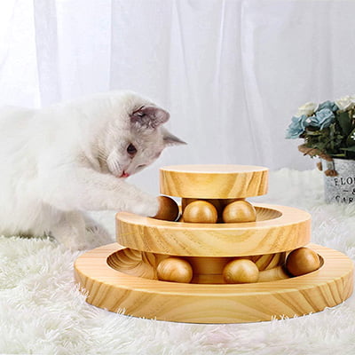 Smyidel Wooden Track Turntable Cat Toy