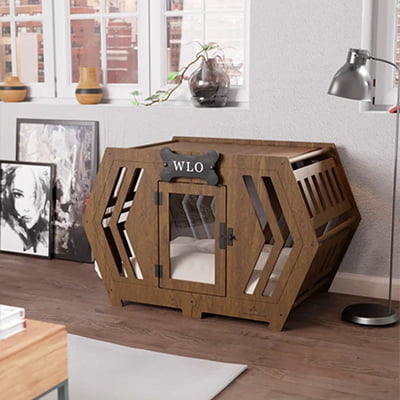 WLO Wood Hexxon Modern Dog Crate