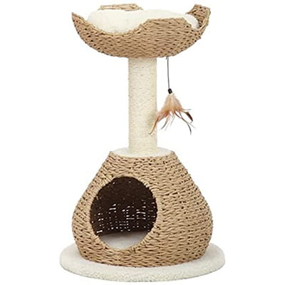 PetPals Group WalkUp Natural Color Cat House With Condo & Perch