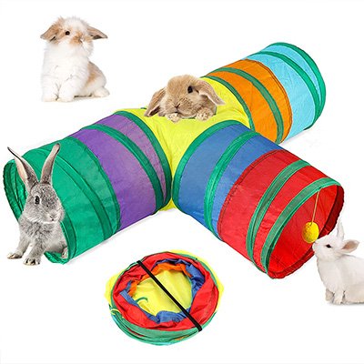 BWOGUE Bunny Tunnels & Tubes Collapsible 3 Way Bunny Hideout