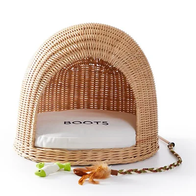 Natural Wicker Pet House Tucker Murphy Pet Nickell Brown Wood Insulated Dog House