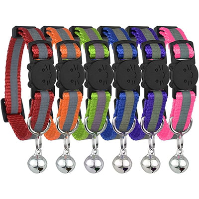 Reflective Cat Collar with Bell, Set of 10