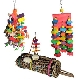 A&E Cage Company Happy Beaks Toy Bundle for Large Birds
