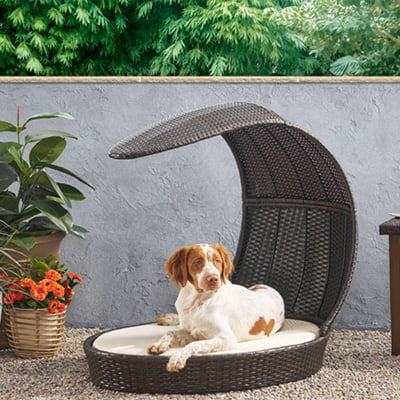 Mershon Outdoor Wicker Dog Bed with Cushion