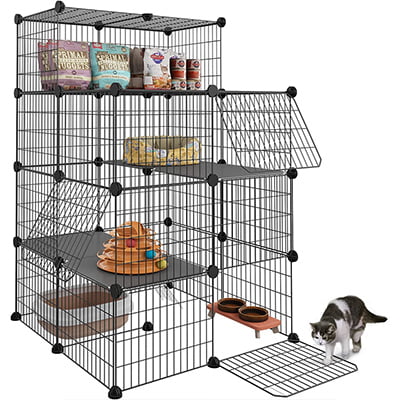 Eiiel Large Cat Cage with Storage Cube Cat 2 Playpen