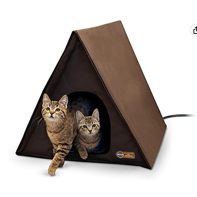 K&H PET PRODUCTS Multi-Kitty A-Frame Outdoor Cat House Chocolate 2
