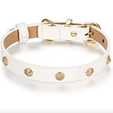 Scamper & Co Genuine Leather & Microfiber Bejeweled Circular Stud Dog Collar thumbnail