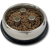 Top Dog Chews Brake Fast Stainless Steel Slow Feed Dog Bowl thumbnail
