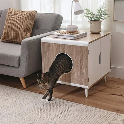 Frisco Mid-Century Modern Side Table Cat Litter Box Cover