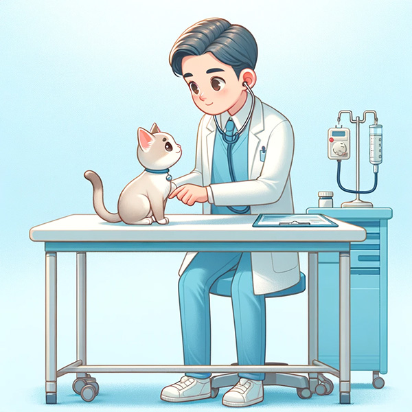 Cat checkup in vet clinic