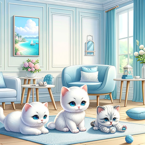 Three cats in the living room
