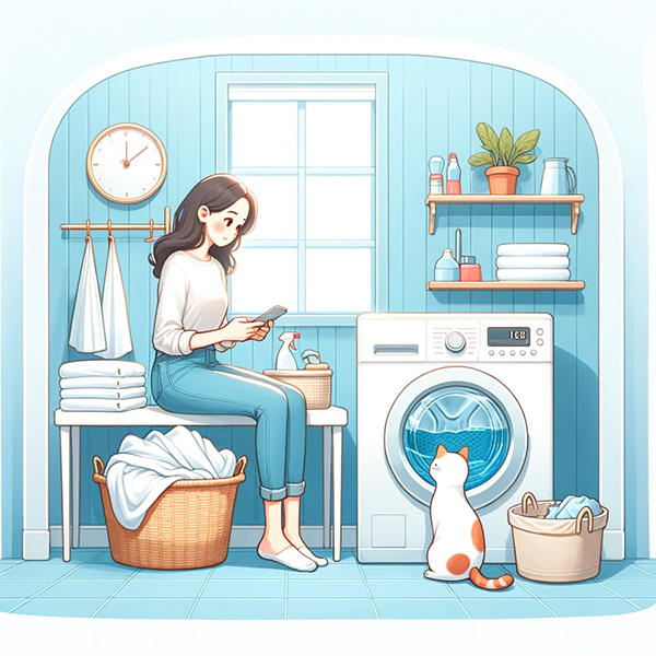 Woman washing clothes and linens